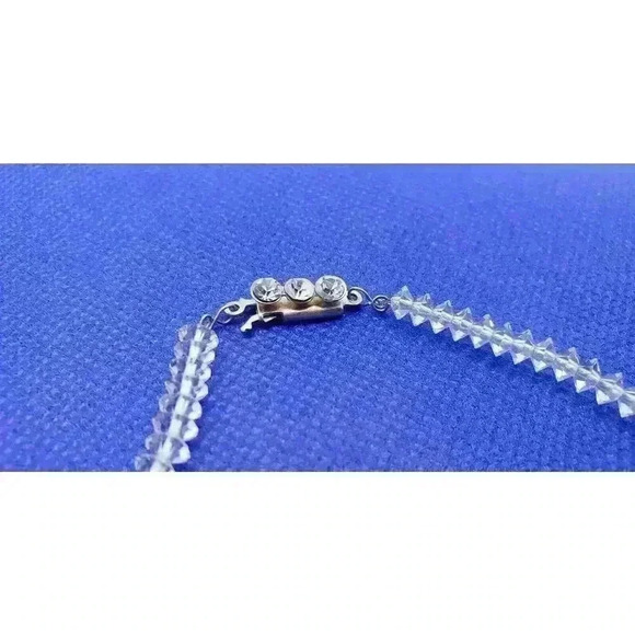 Vintage Clear Crystal Diamond Cut Choker Earrings Art Deco Wedding - Picture 8 of 10